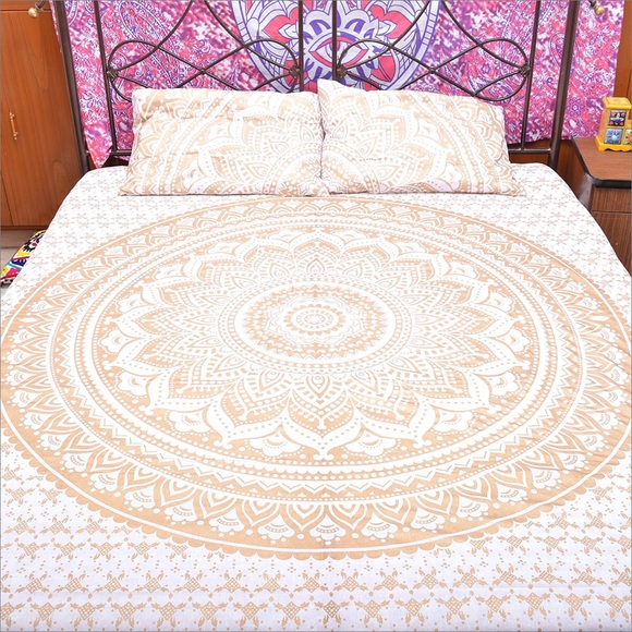 Gold and White Mandala Tapestry - Picture 4 of 6